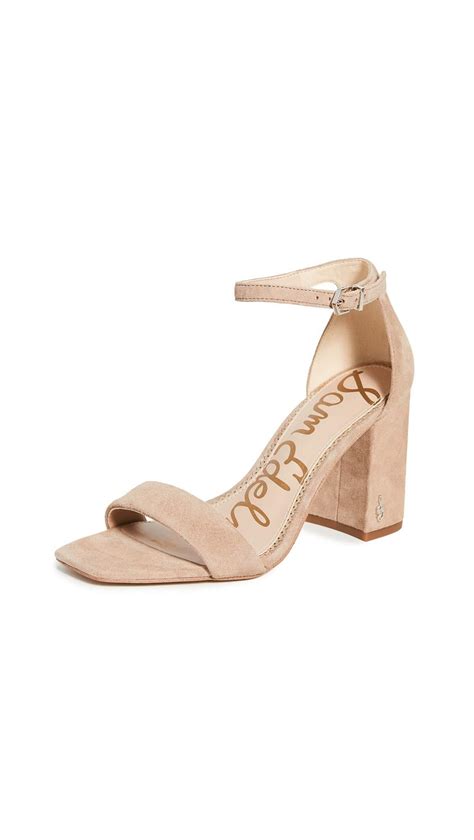 Sam Edelman Suede Daniella Shoes Heeled Sandal In Oatmeal Suede