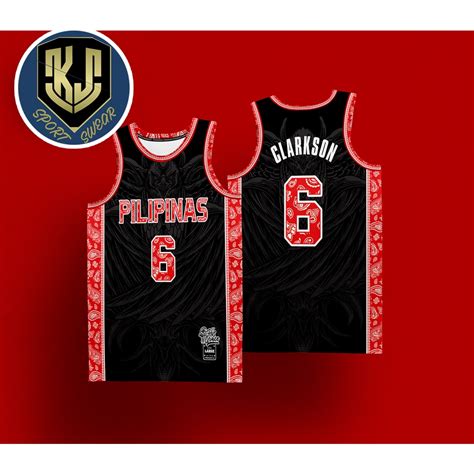 Basketball Jersey For Men Pilipinas Black And Red Full Sublimation Jersey