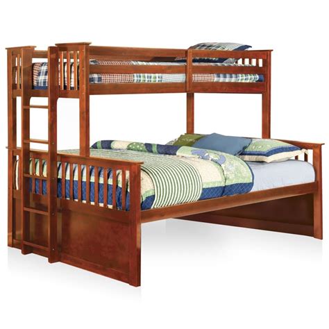 Furniture Of America Frederick Twin Over Queen Bunk Bed In Oak Idf