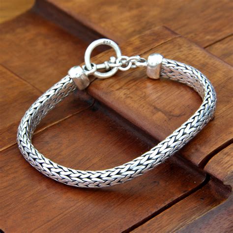 Novica All Night Sterling Silver Mens Chain Bracelet Greatergood