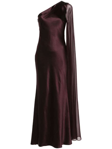 Roland Mouret Silk Satin Maxi Dress Brown Editorialist