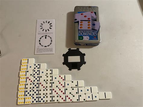 2007 Classic Games Double Six Color Dot Dominoes Tin Box All Pieces