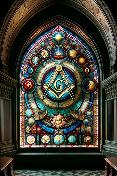 Celestial Craft Masonic Stained Glass With Sun And Moon In 2024 Masonic Art Freemasonry