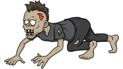 Scary Zombie With Mohawk Crawling Cartoon Clipart Vector Friendlystock