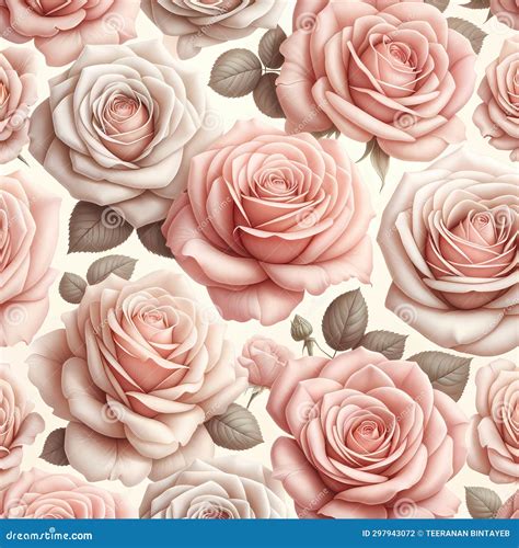 A Watercolors Of Pink Roses Seamless Pattern Stock Illustration