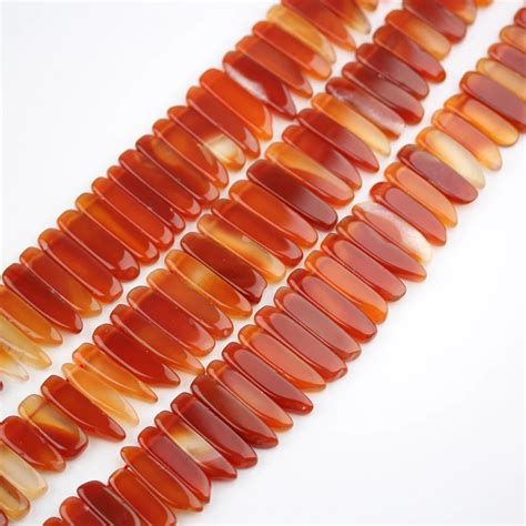 Red Agates Slice Beads Strand Carnelian Graduated Loose Beads Point