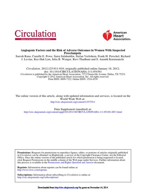 Pdf Angiogenic Factors And The Risk Of Adverse Outcomes In