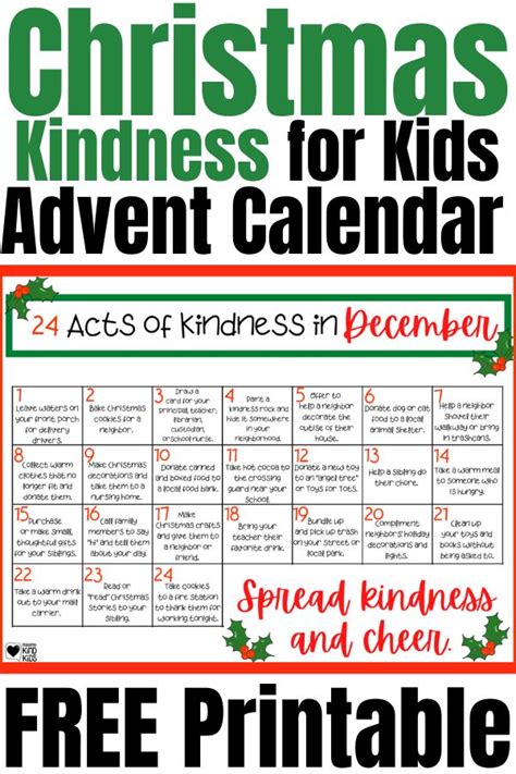 Christmas Kindness For Kids Daily December Advent Calendar Kindness