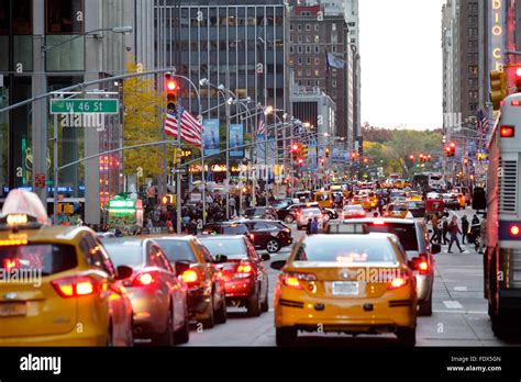 york city usa strong traffic   avenue  manhattan stock