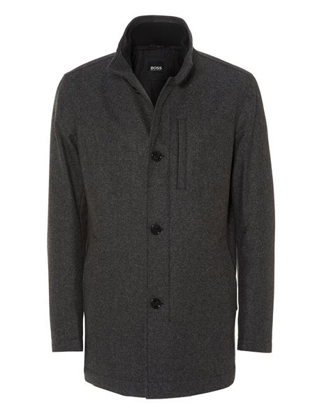 Boss Mens Camron Wool Blend Charcoal Grey Coat