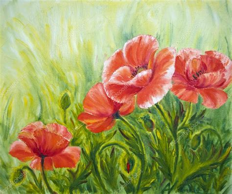 Poppies, , oil painting on canvas Stock Illustration by ©Valenty #13496909