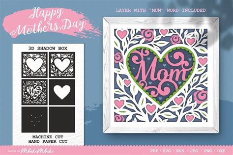 Happy Mother S Day SVG PNG Digital Template Paper Cut Your Own