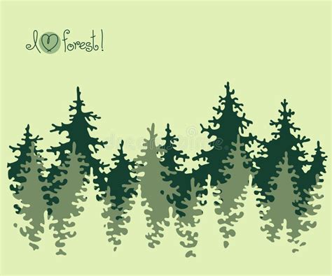 Vector Horizontal Seamless Background With Green Pine Or Fir Tree