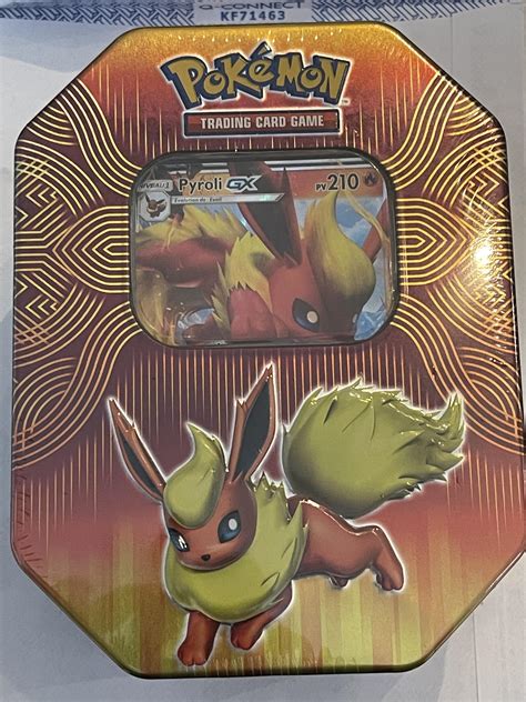 English Flareon Gx Tin With French Promo Card Rpokemontcg