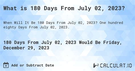 What Is Days From July Calculatio