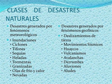 Clasificacion Y Tipos De Desastres Naturales