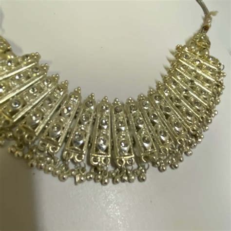 Traditional Indian Silver Necklace And Earring Set