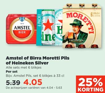 Amstel Of Birra Moretti Pils Of Heineken Silver Aanbieding Bij PLUS