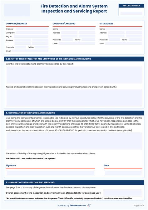 Fire Detection And Alarm System Inspection And Servicing Report Free