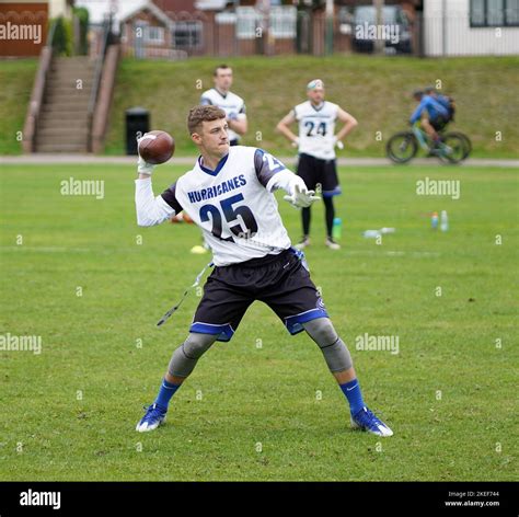 Flag Football Quarterbacks Throwing The Ball Stock Photo Alamy