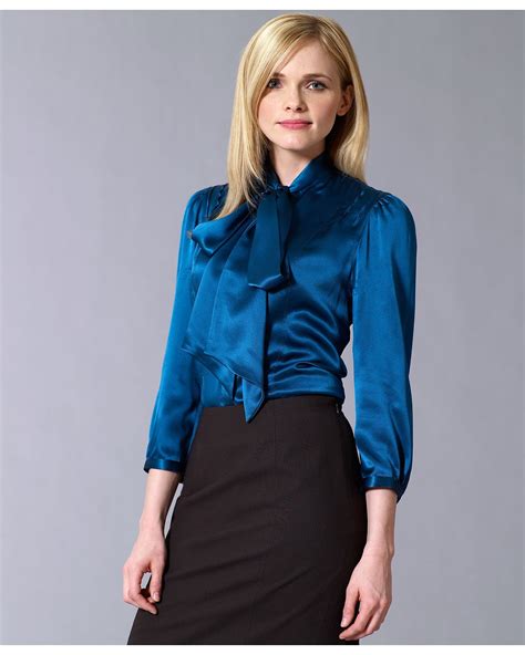 Blue Satin Blouse