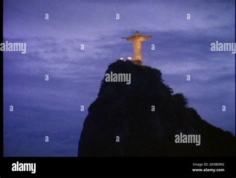 Christ the Redeemer Statue, Rio de Janeiro, 1998, at night, lighted ...