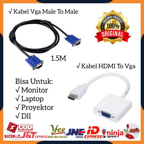 COD KABEL KONEKTOR HDMI TO VGA KABEL VGA DIGITAL MALE TO MALE UNTUK