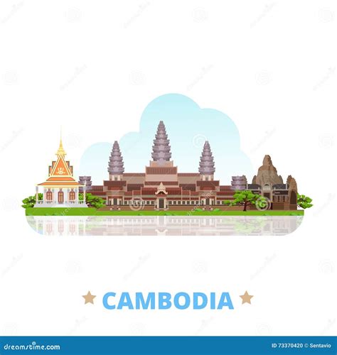 Cambodia Country Design Template Flat Cartoon Styl Stock Vector