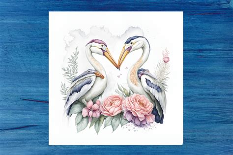 A Beautiful Pelican Couple Watercolor Graphic By Creative Designs