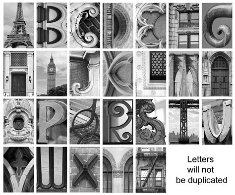 Personalized Name In Black And White Architecture From Original Alphabet Photograph Letters For