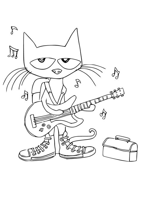 Dibujo E Imagen Pete The Cat Música Para Colorear Y Imprimir Gratis