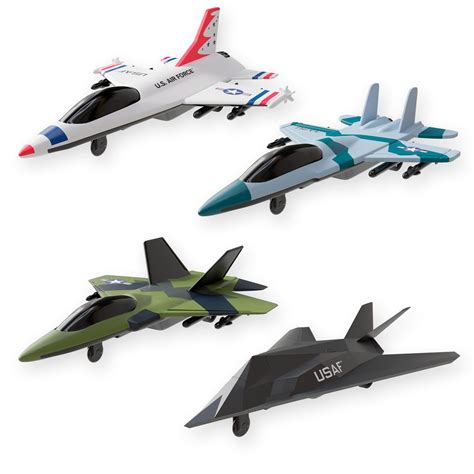 United Sates Air Force 4 Pack Toy Jet Squadron Die Cast Airplanes Pull