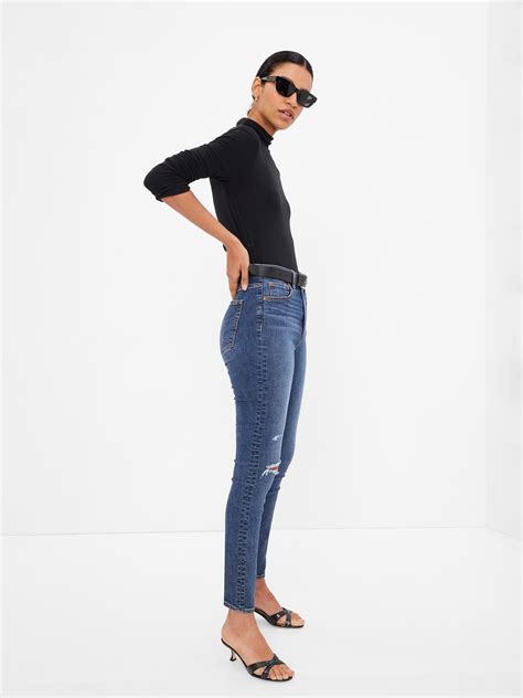 Gap High Rise True Skinny Jeans With Washwell In Indigo Destroy Modesens