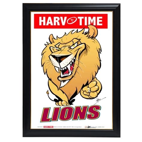 Brisbane Lions, Mascot Print Harv Time Print Framed - 4179 – HT Framing ...