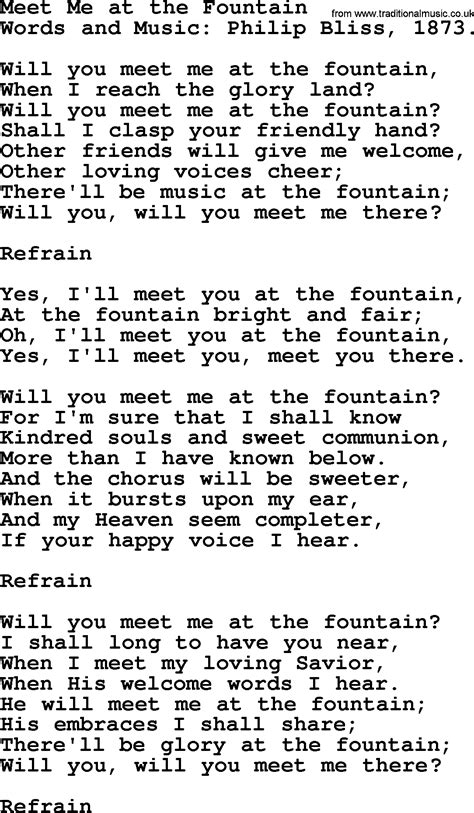 Hymns And Songs About Heaven Meet Me At The Fountain Lyrics And Pdf