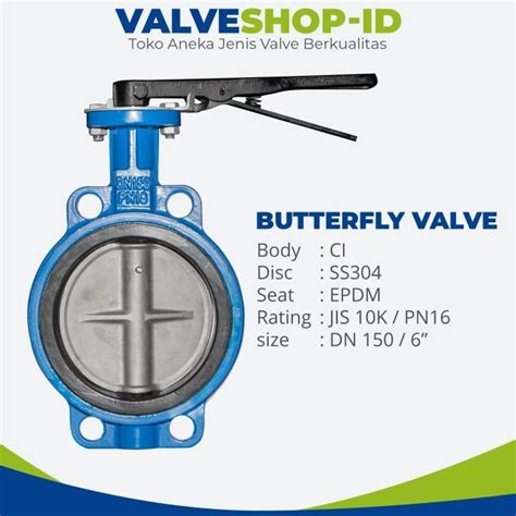 Jual Butterfly Valve Size 6 Inch Cast Iron Jis 10k Pn16 Seat Epdm Shopee Indonesia