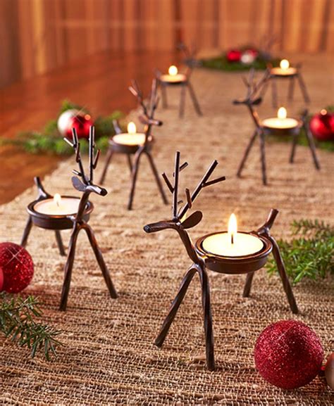 Set Of 6 Adorable Holiday Display Metal Reindeer Tea Light Or LED