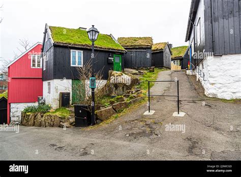 Typical grass roof in Tórshavn, Faroe Islands Stock Photo - Alamy