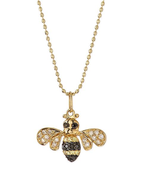 Lyst Sydney Evan 14k Gold Diamond Bee Pendant Necklace In Metallic