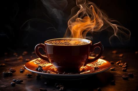 Premium AI Image A Steaming Cup Of Hot Coffee Generative Ai