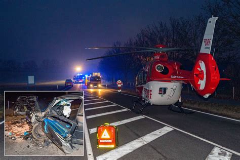 Frontalcrash auf Bundesstraße 99 Rettungshubschrauber im Einsatz