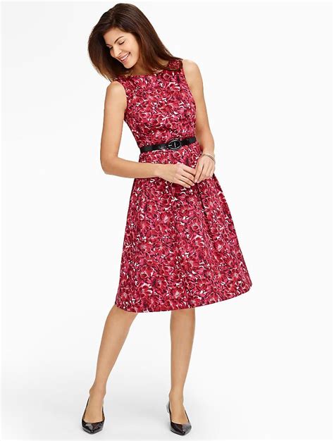 Talbots Sateen Fit And Flare Floral Dress Vestidos