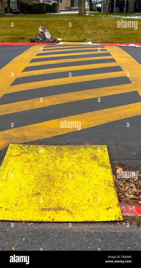 Yellow Diagonal Stripes Road