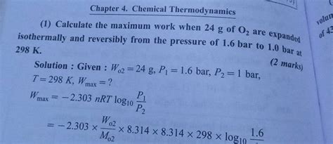 Chapter 4 Chemical Thermodynamics 1 Calculate The Maximum Work When 24