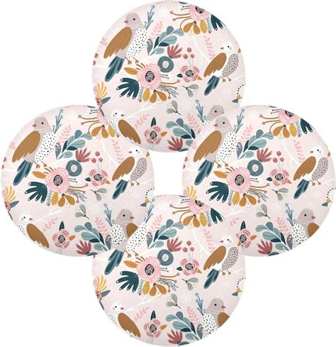 Gzhjmy Floral Bird Pattern Round Placemats Pack Table Mats For