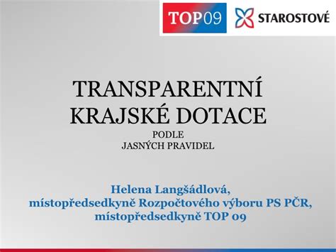 PPT TRANSPARENTNÍ KRAJSKÉ DOTACE PODLE JASNÝCH PRAVIDEL PowerPoint