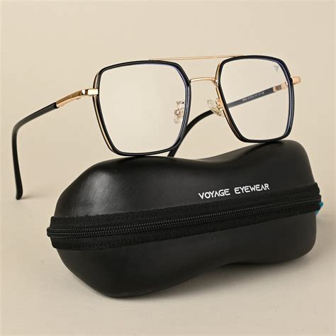 Voyage Maverick Black And Golden Wayfarer Eyeglasses For Men And Women 96 Goeye