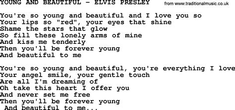 Young And Beautiful-Elvis Presley-.txt, by Elvis Presley - lyrics and ...