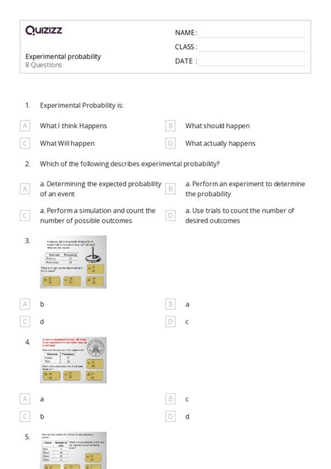 50+ experimental probability worksheets for 9th Class on Quizizz | Free ...