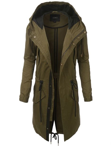 Le3no Womens Lightweight Long Anorak Parka Jacket With Hoodie Long Anorak Anorak Parka Long